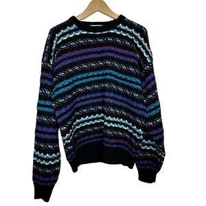 EXPRESSIONS Brand Vintage Multicolor Striped 90’s Crewneck Sweater Size Large